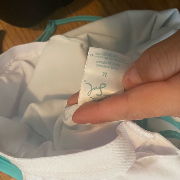 Striped mint and white one piece swimwear - Picture 9 of 9